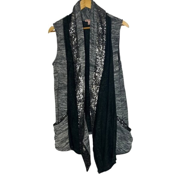 Juicy Couture Women's S Longline Sequin Sweater Vest Gray Black Y2K Bling Layer - Picture 2 of 8
